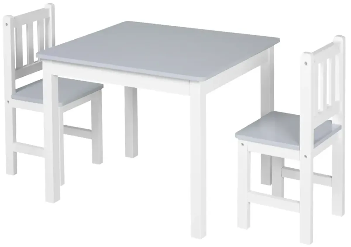 Gray Kids' Activity Set: 3-Piece Table and Chairs for Arts and Crafts