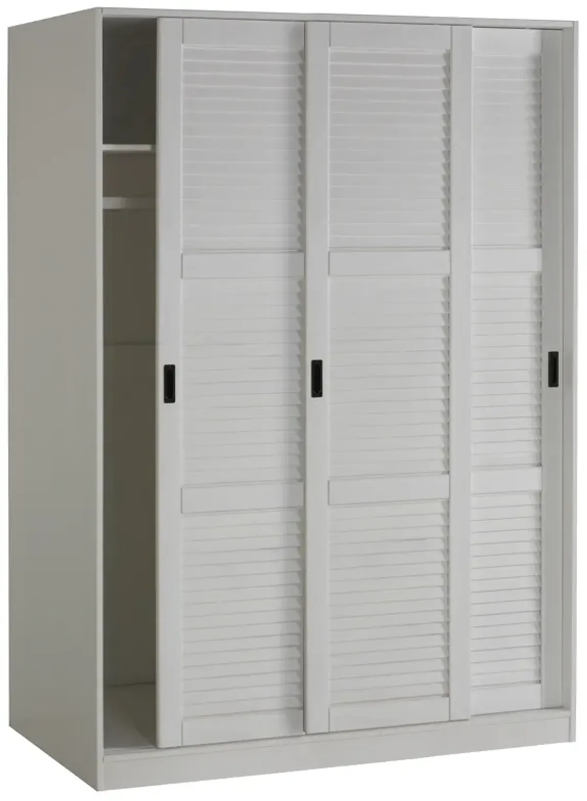 100% Solid Wood 3-Sliding Door Wardrobe with Louvered Doors