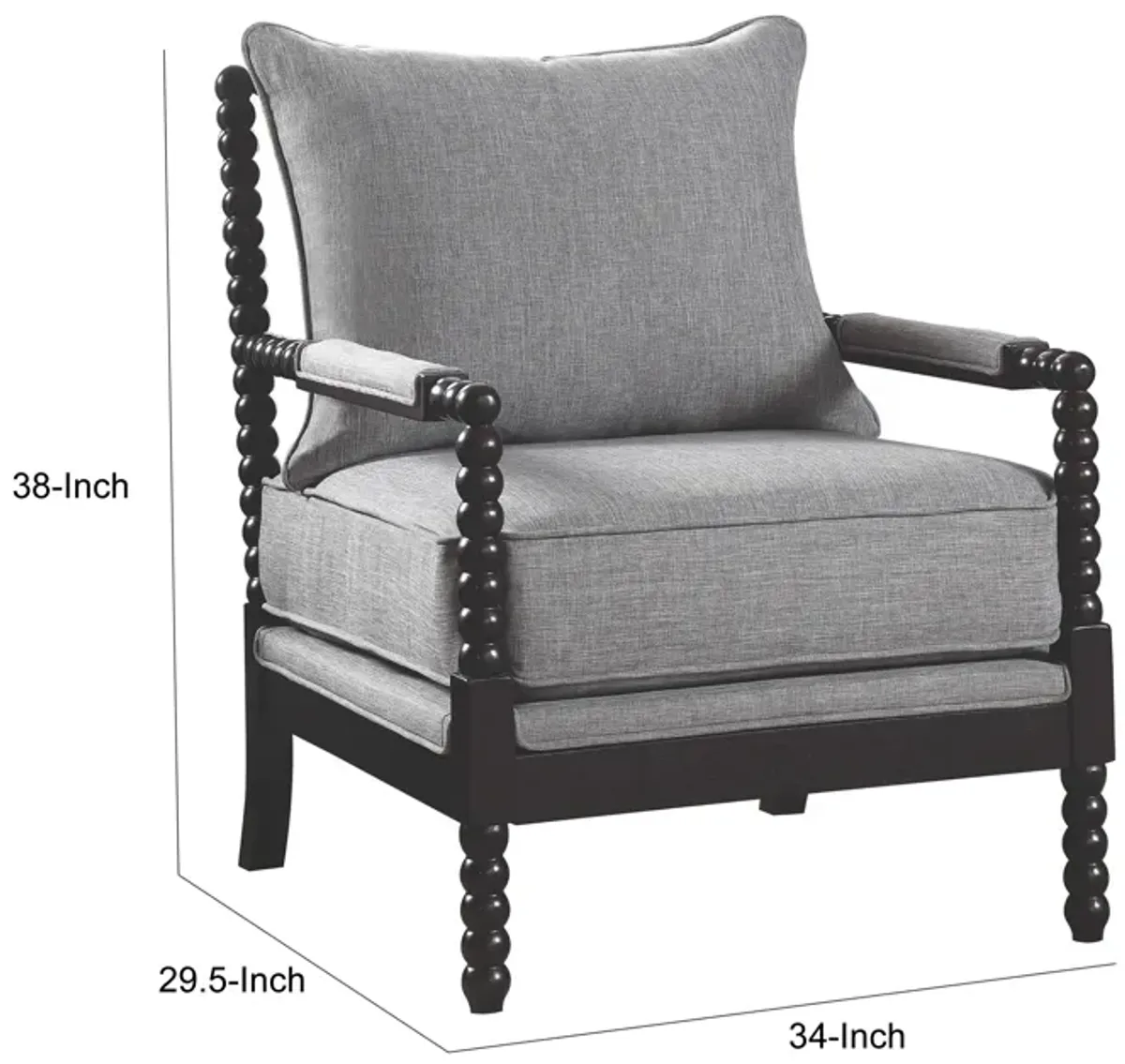 Turned Designing Accent Chair, Gray-Benzara