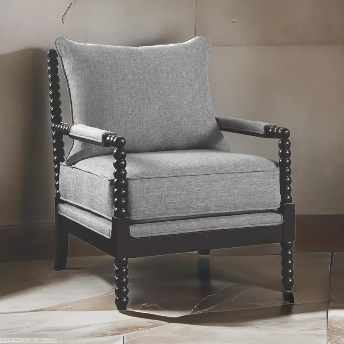 Turned Designing Accent Chair, Gray-Benzara