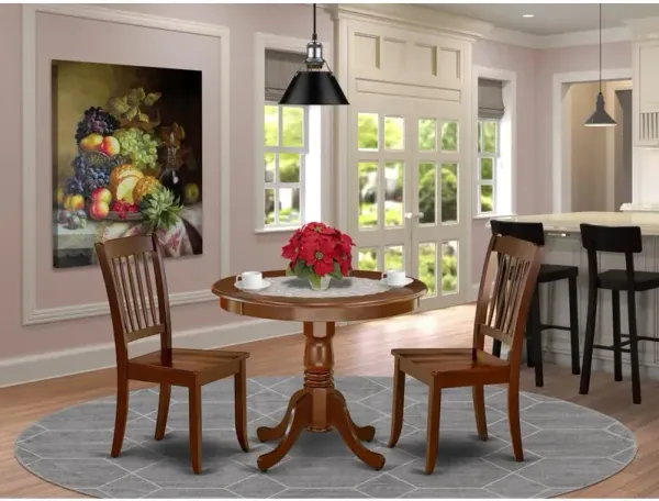 East West Furniture Dining Room Set Mahogany, ANDA3-MAH-W