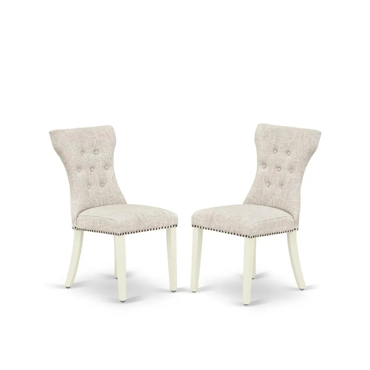 East West Furniture DMNF5-LWH-W 5 Piece Dinette Sets Includes 1 Drop Leaves Modern Kitchen Table and 4 Linen White Mid Century Dining Chairs with Slatted Back - Linen White Finish