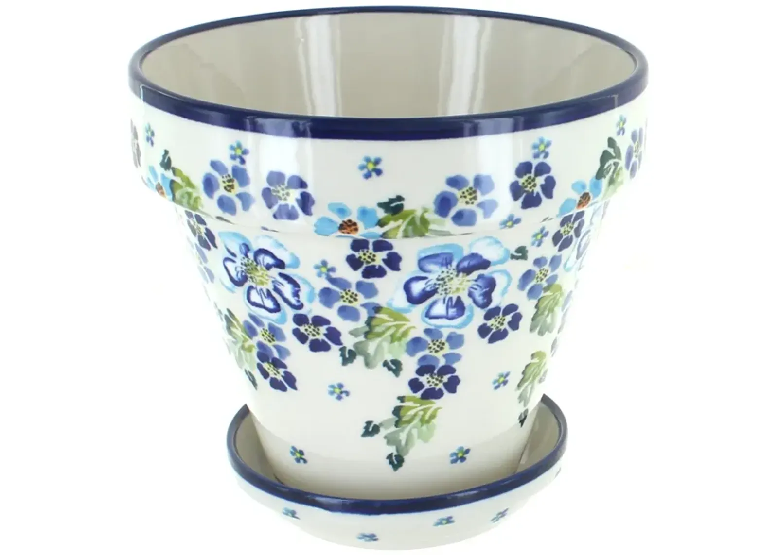 Blue Rose Polish Pottery Nature Medium Flower Pot