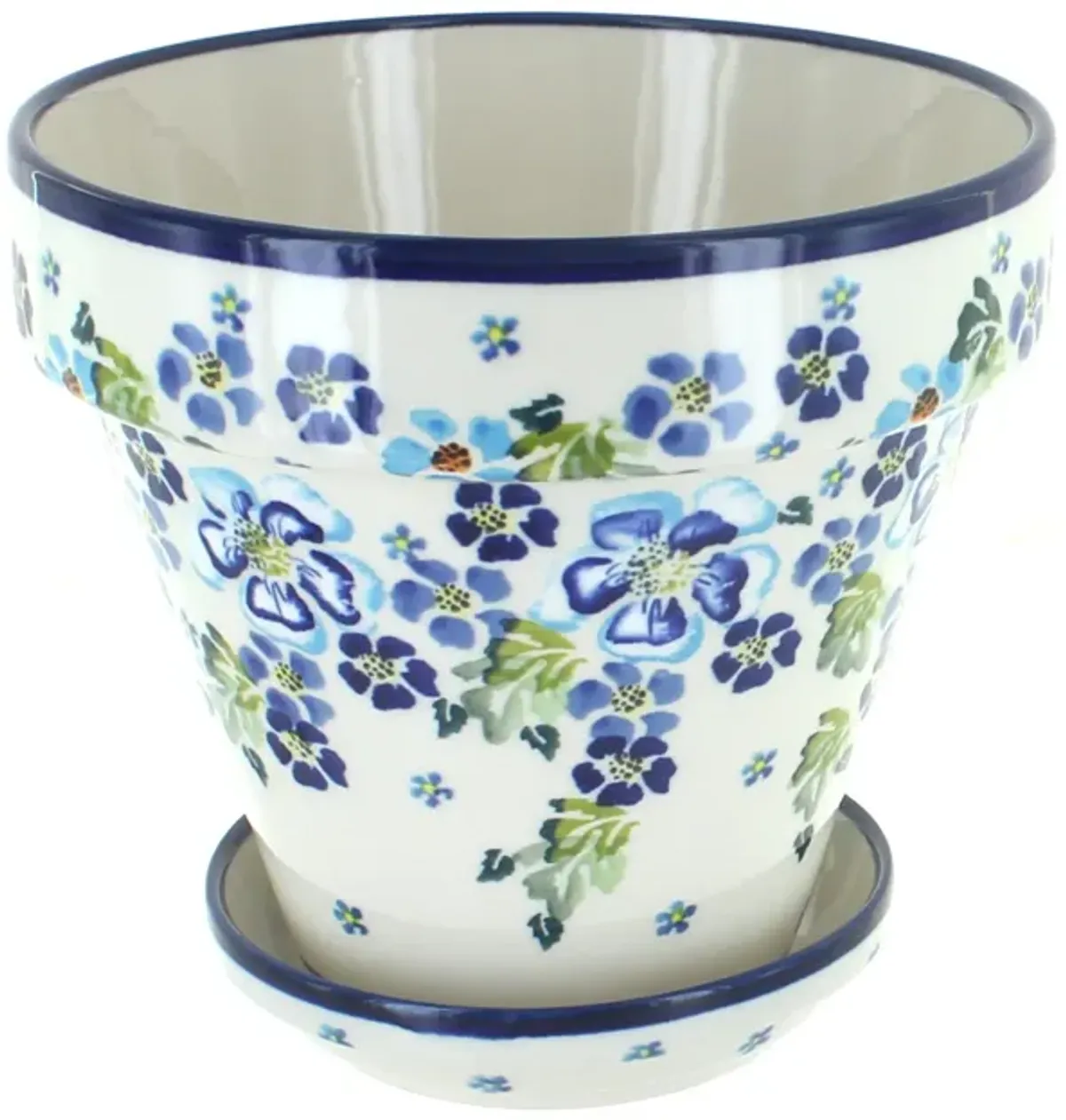 Blue Rose Polish Pottery Nature Medium Flower Pot