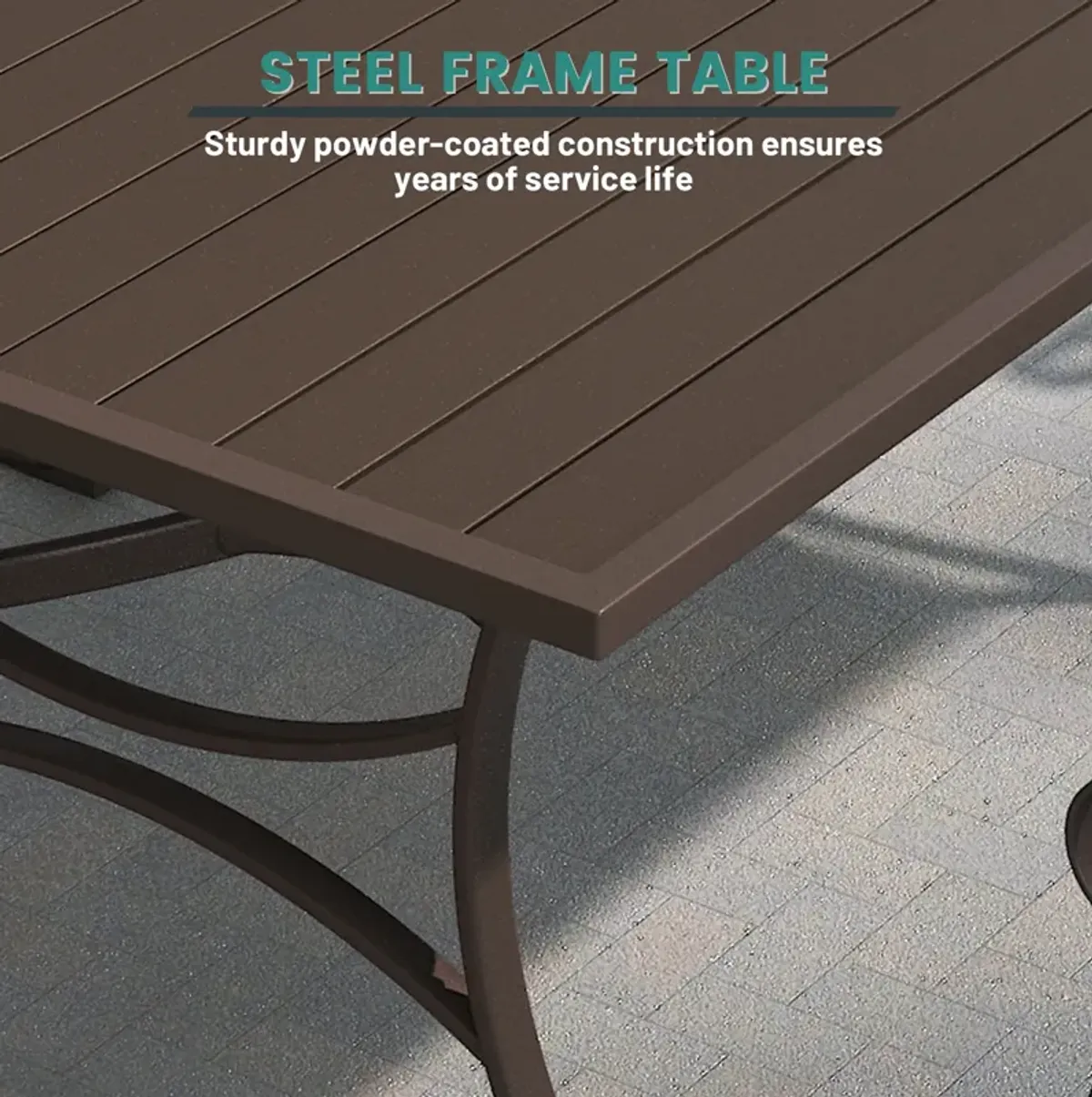 MONDAWE Steel Table Rectangle Dining Table With Powder Coating