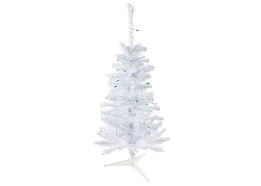 3' Pre-Lit Woodbury White Pine Slim Artificial Christmas Tree  Green Lights