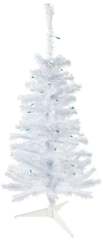 3' Pre-Lit Woodbury White Pine Slim Artificial Christmas Tree  Green Lights