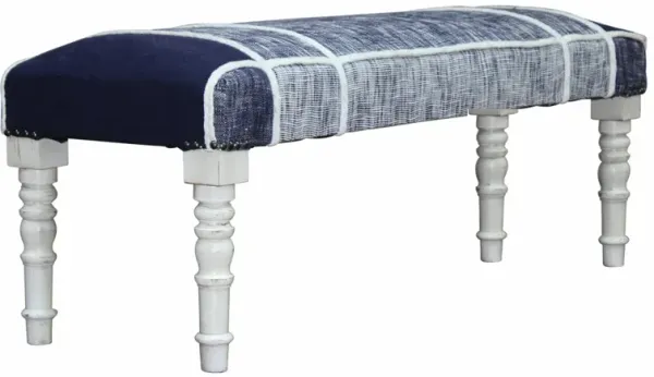 Fashionable Upholstery Bench – Decorative Textured Cushion with White Wooden Support
