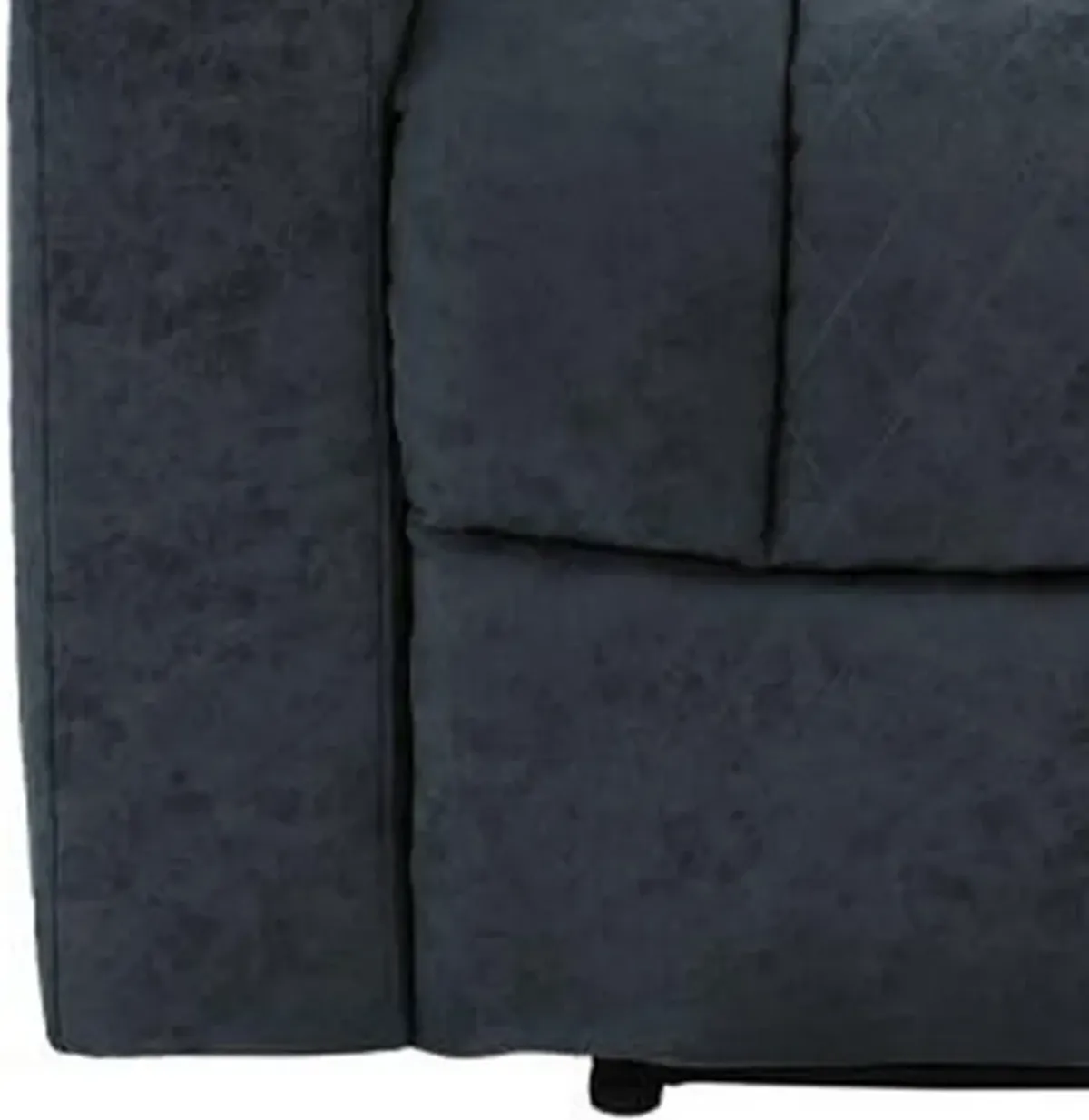 Kem 39 Inch Power Recliner Chair, Adjustable Headrest, Blue Faux Leather - Benzara
