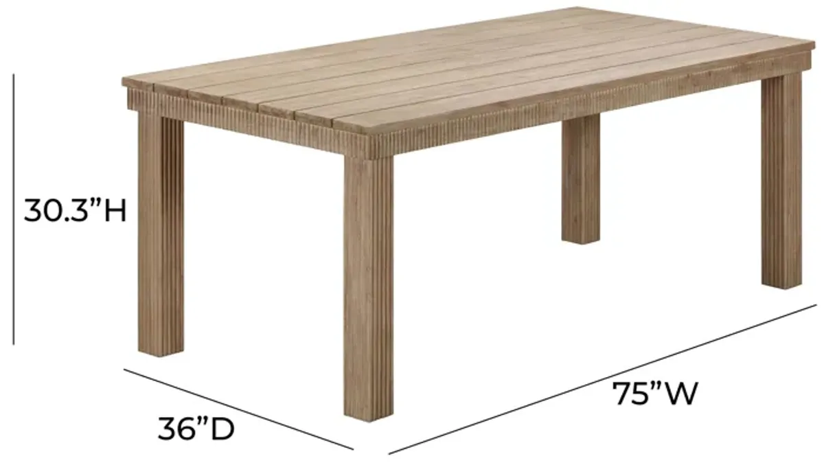 Cassie Natural Outdoor 75" Rectangular Dining Table