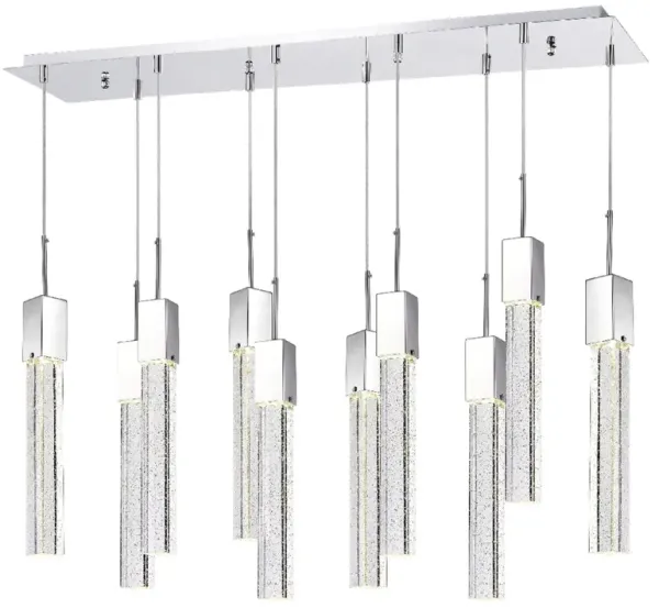 Sparkling Night Chandelier Chrome Metal and Acrylic 10 LED Light Dimmable Extra Large