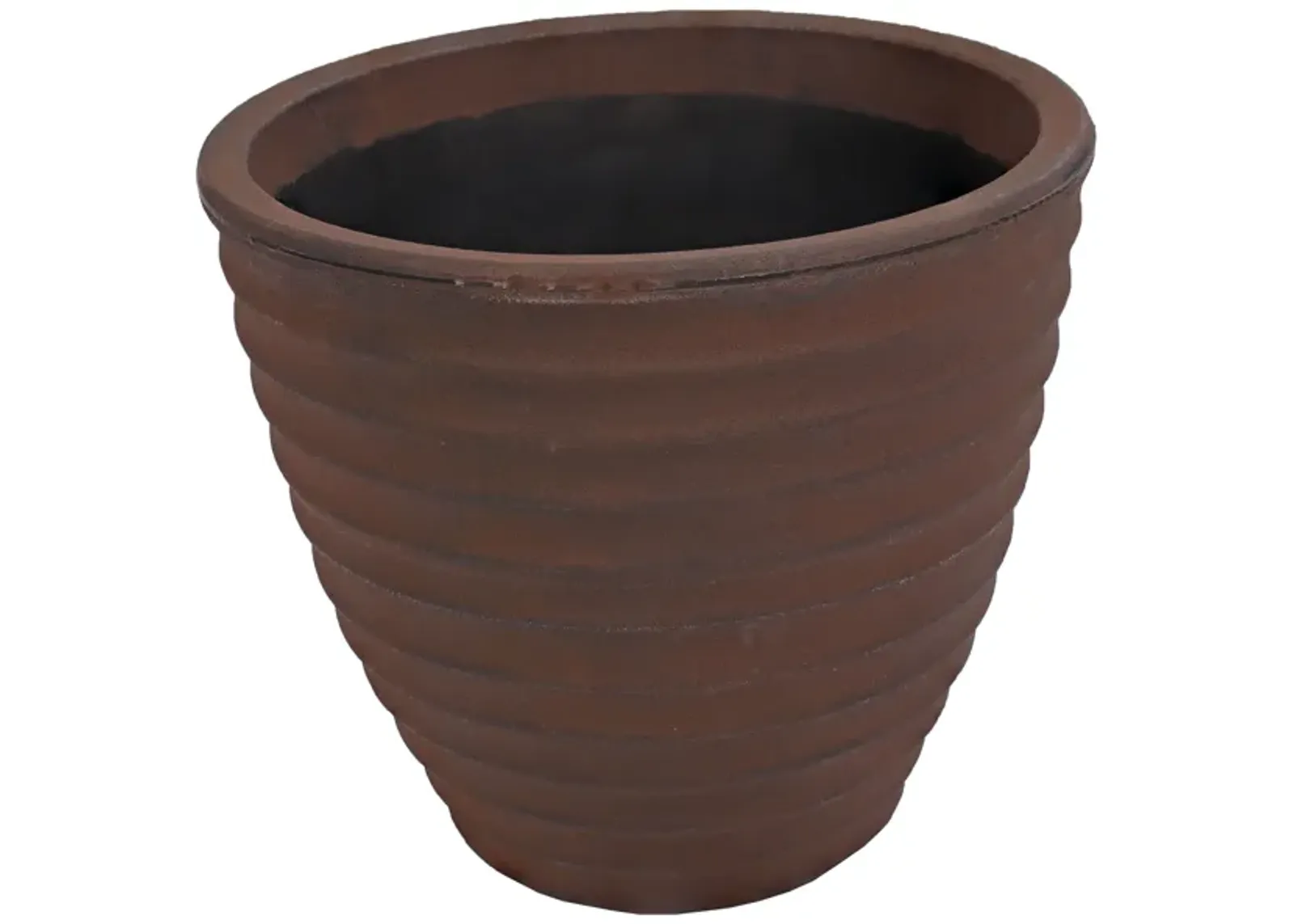 Sunnydaze 16 in Ribbed Polyresin Outdoor Planter - Rust