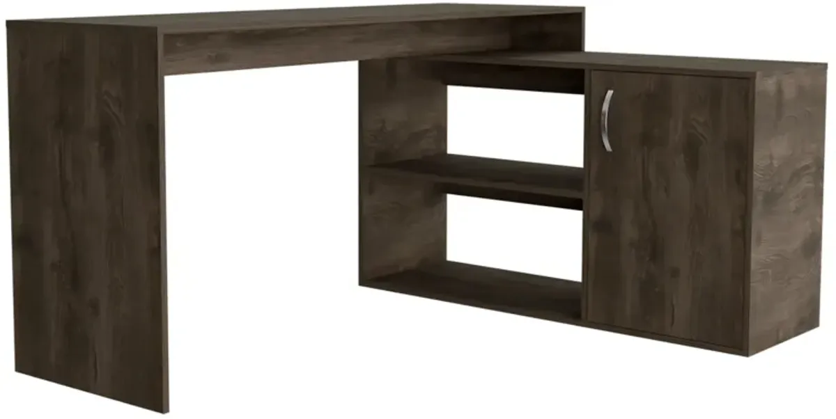 Axis Modern L-Shaped Computer Desk with Open & Closed Storage -Light Gray