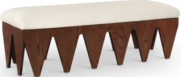 Meridian Furniture Altair Cream Velour Fur Fabric Bench