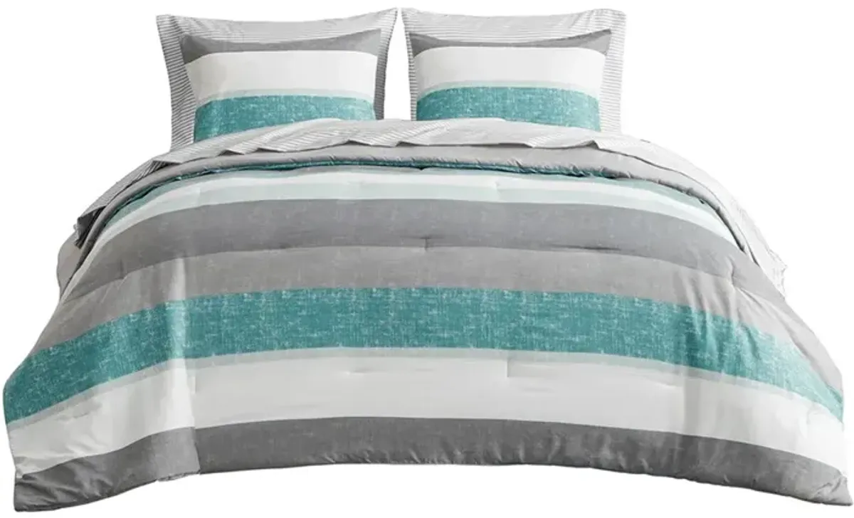 Gracie Mills Ware Striped Comforter Set with Bed Sheets