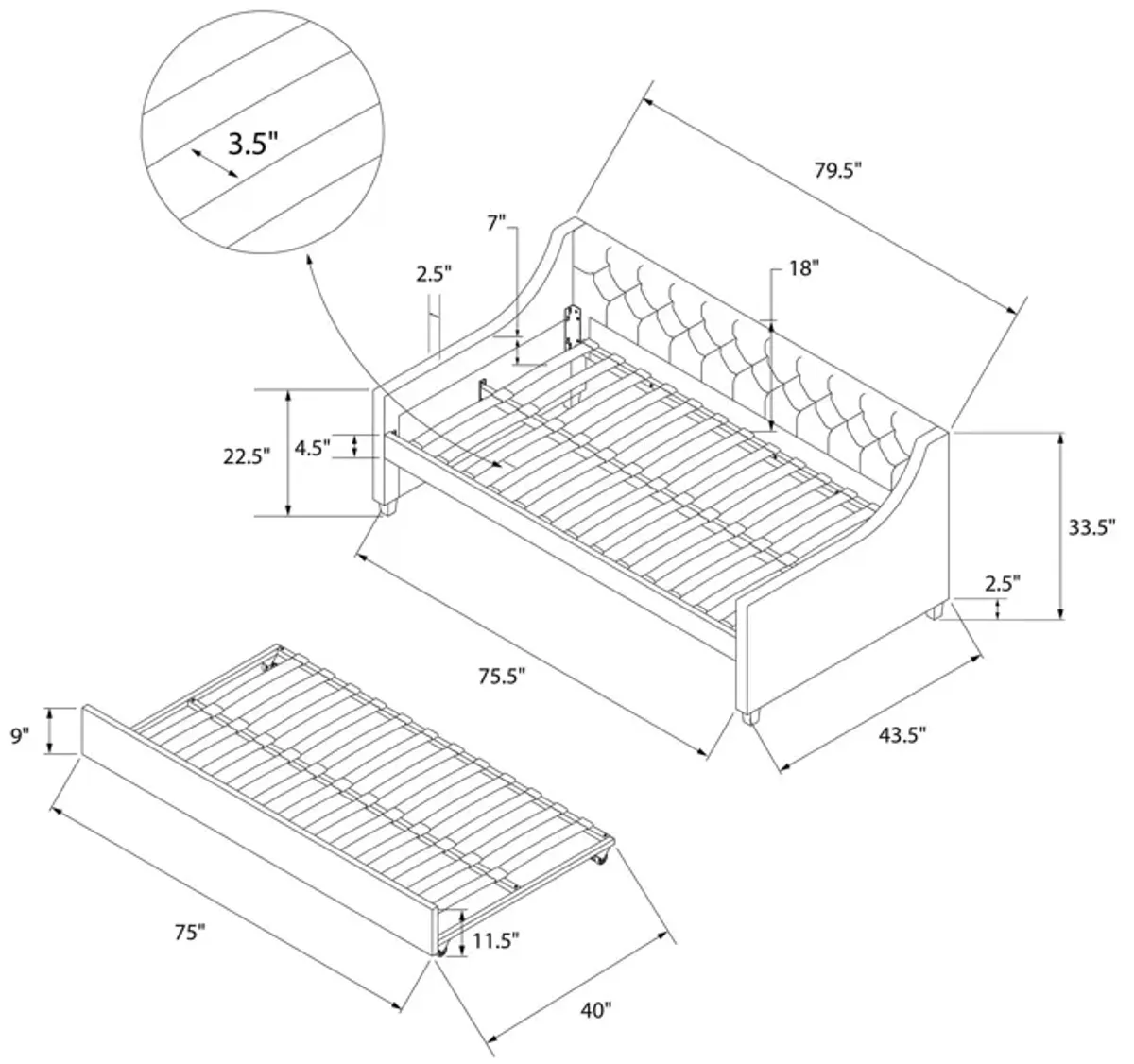 Her Majesty Daybed and Trundle