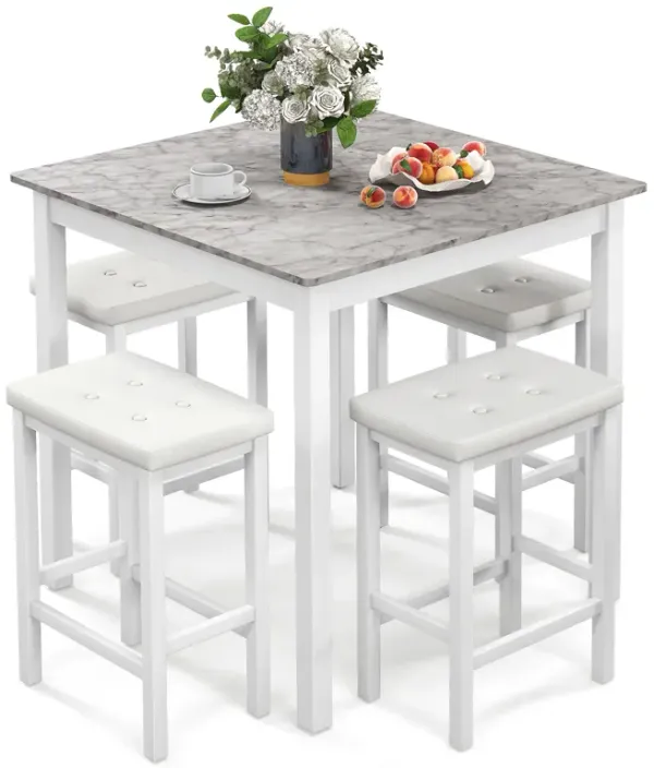 Modern 5-Piece Counter Height Dining Table Set with Bar Stools – Compact & Stylish
