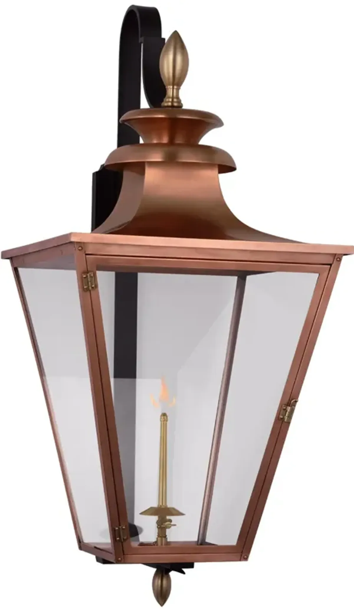 Albermarle Large Bracketed Gas Wall Lantern in Soft Copper and Brass with Clear Glass