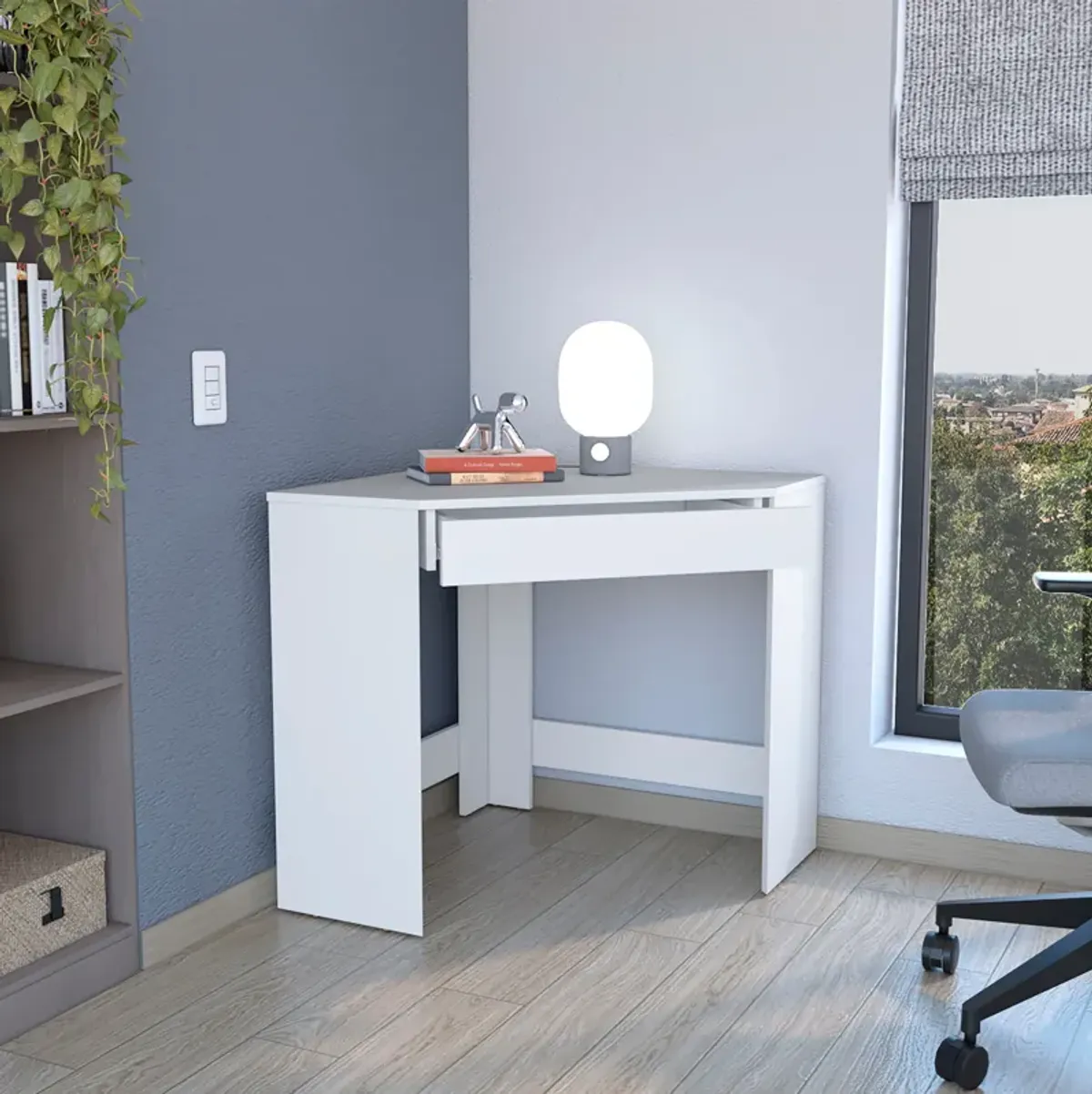 Amity Corner Desk with Spacious Drawer and Optimal Workstation-White