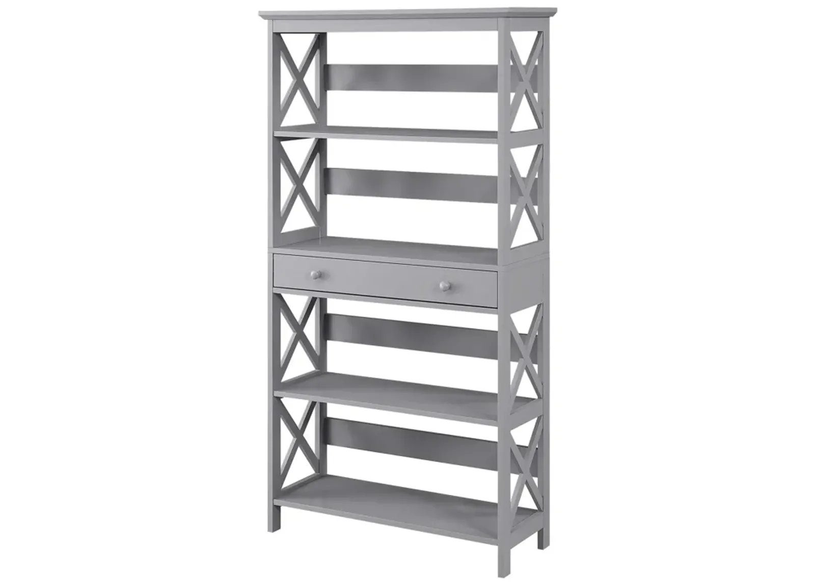 Convenience Concepts Oxford 5 Tier Bookcase with Drawer, Gray