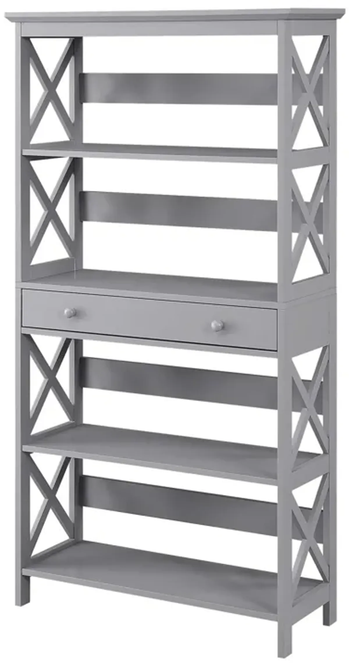 Convenience Concepts Oxford 5 Tier Bookcase with Drawer, Gray