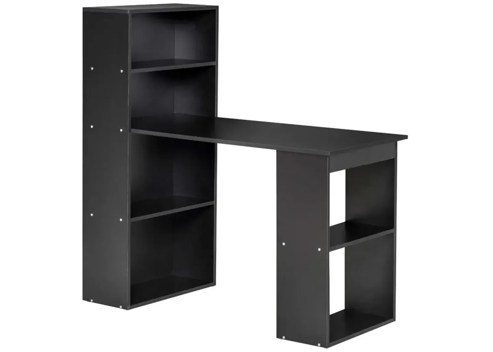 Black Workspace Combo: 47" Modern Computer Desk with Bookshelf