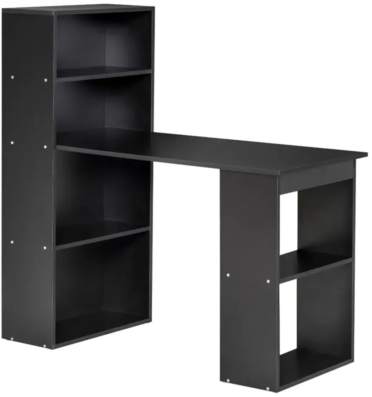 Black Workspace Combo: 47" Modern Computer Desk with Bookshelf