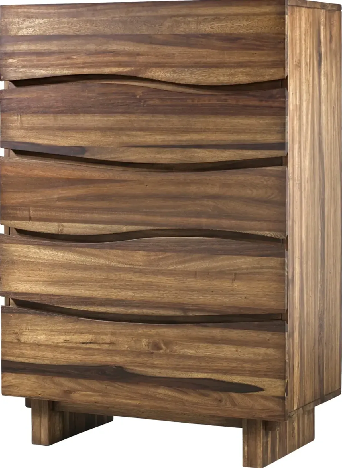 Ocean Five Drawer Solid Wood Chest in Natural Sengon