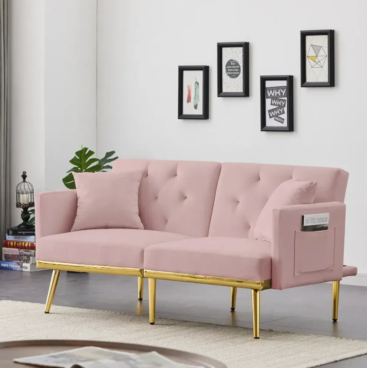 Pink Velvet Sofa Bed