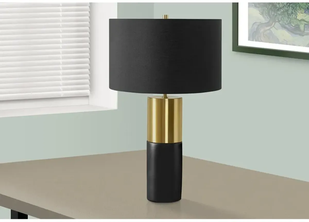 Monarch Specialties I 9629 - Lighting, 25"H, Table Lamp, Black Concrete, Black Shade, Contemporary