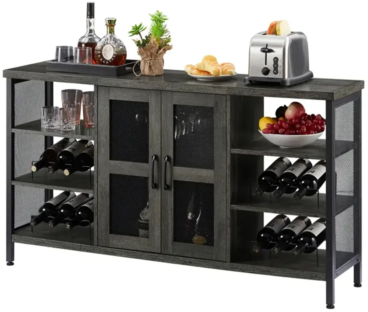 Industrial Wine Bar Cabinet, Liquor Storage Credenza