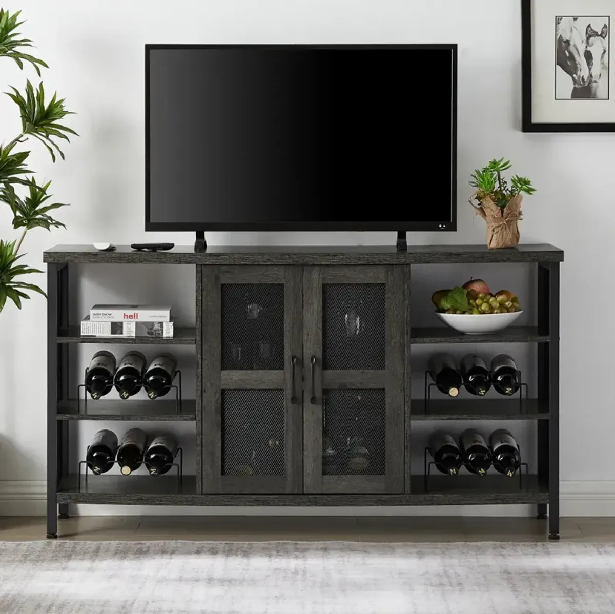 Industrial Wine Bar Cabinet, Liquor Storage Credenza