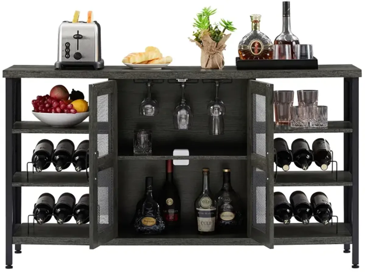 Industrial Wine Bar Cabinet, Liquor Storage Credenza