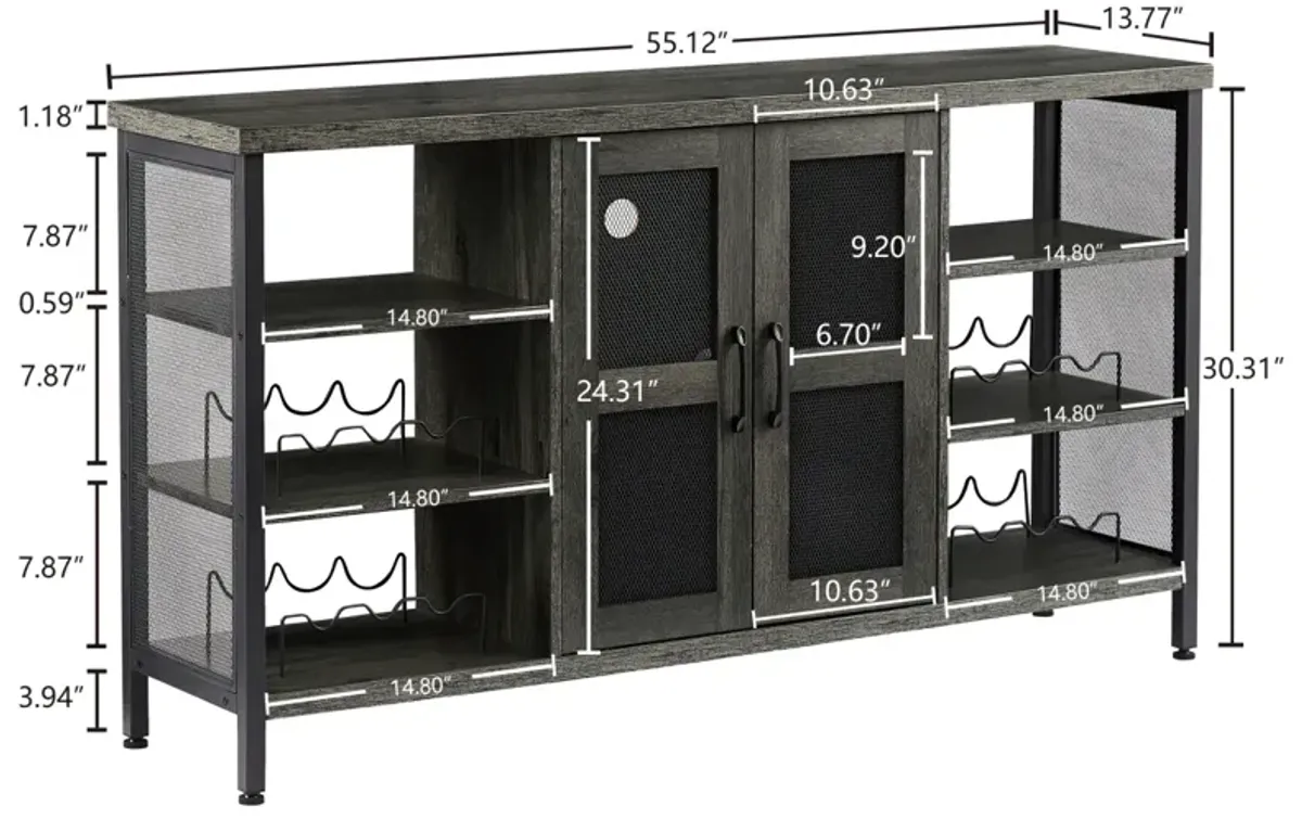 Industrial Wine Bar Cabinet, Liquor Storage Credenza