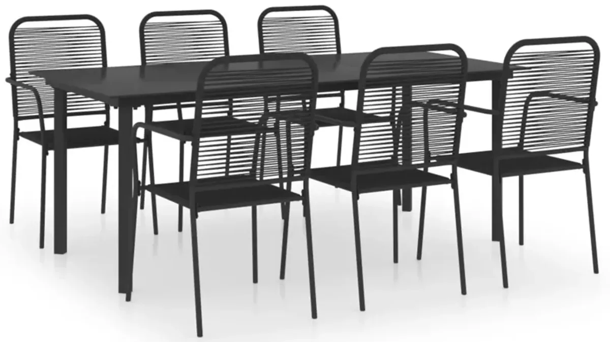 vidaXL 7 Piece Garden Dining Set Black Glass and Steel