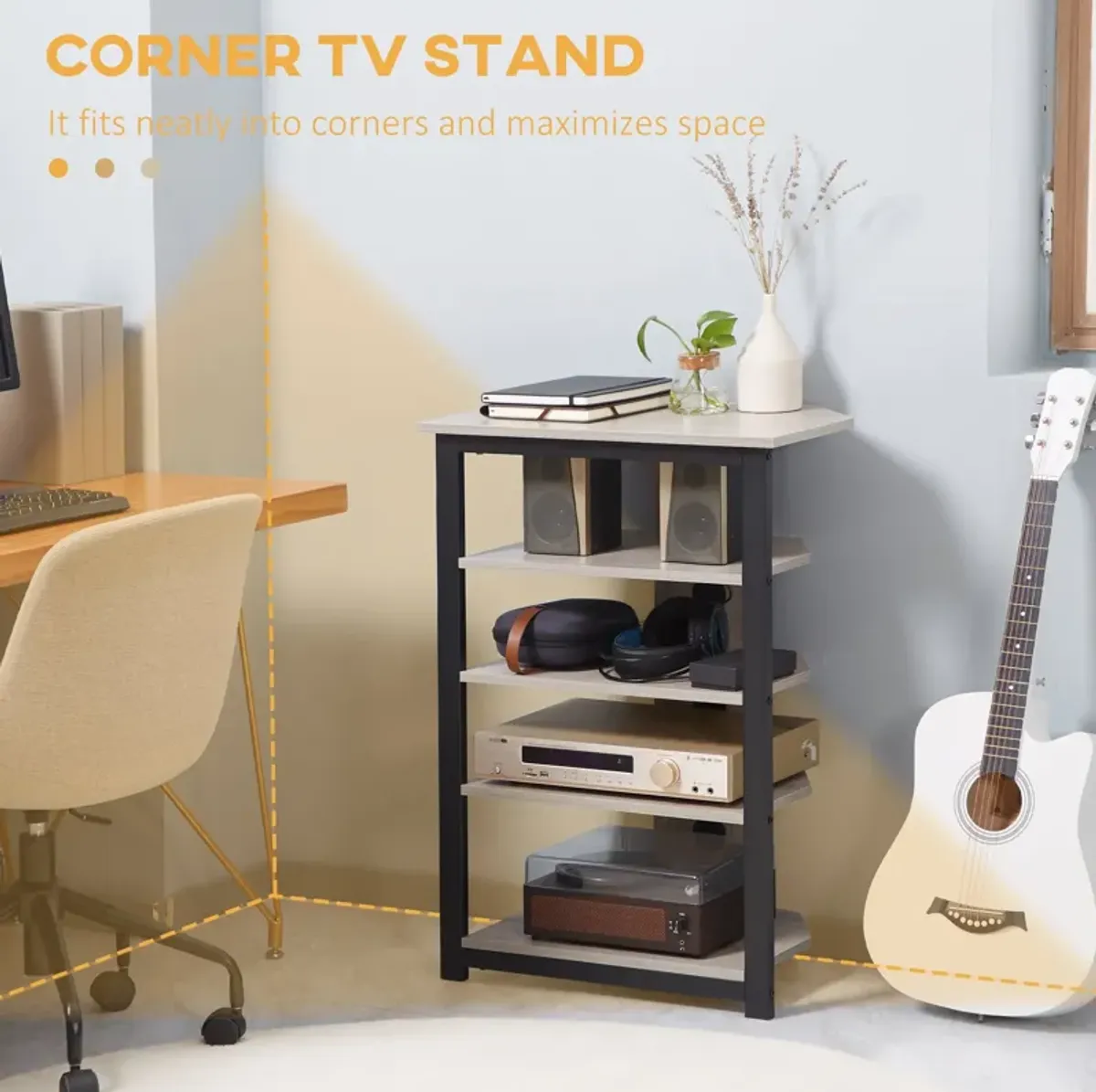 Grey TV Stand: Corner Entertainment Center for 29" TVs