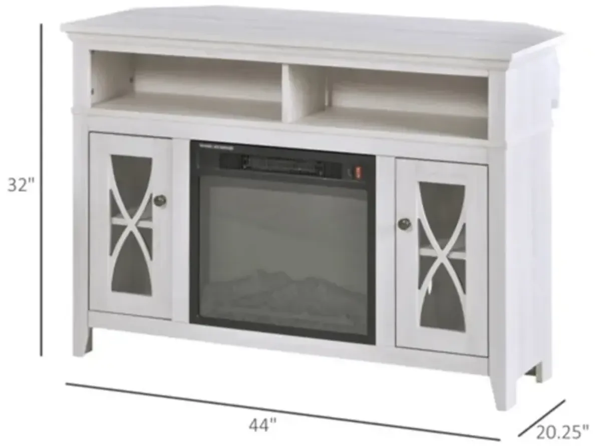 Electric Fireplace Mantel TV Stand with Adjustable Shelves 2 Storage Cabinets