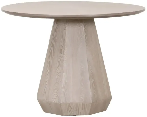 42 Inch Round Dining Table, Starburst Top, Octagonal Pedestal Base, Gray - Benzara