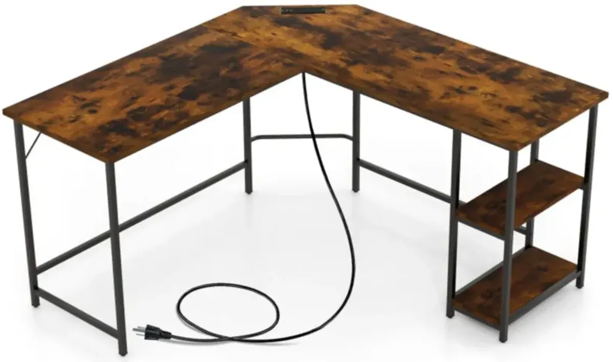 Hivvago L Shaped Computer Desk with 2 Outlets and 2 USB Ports