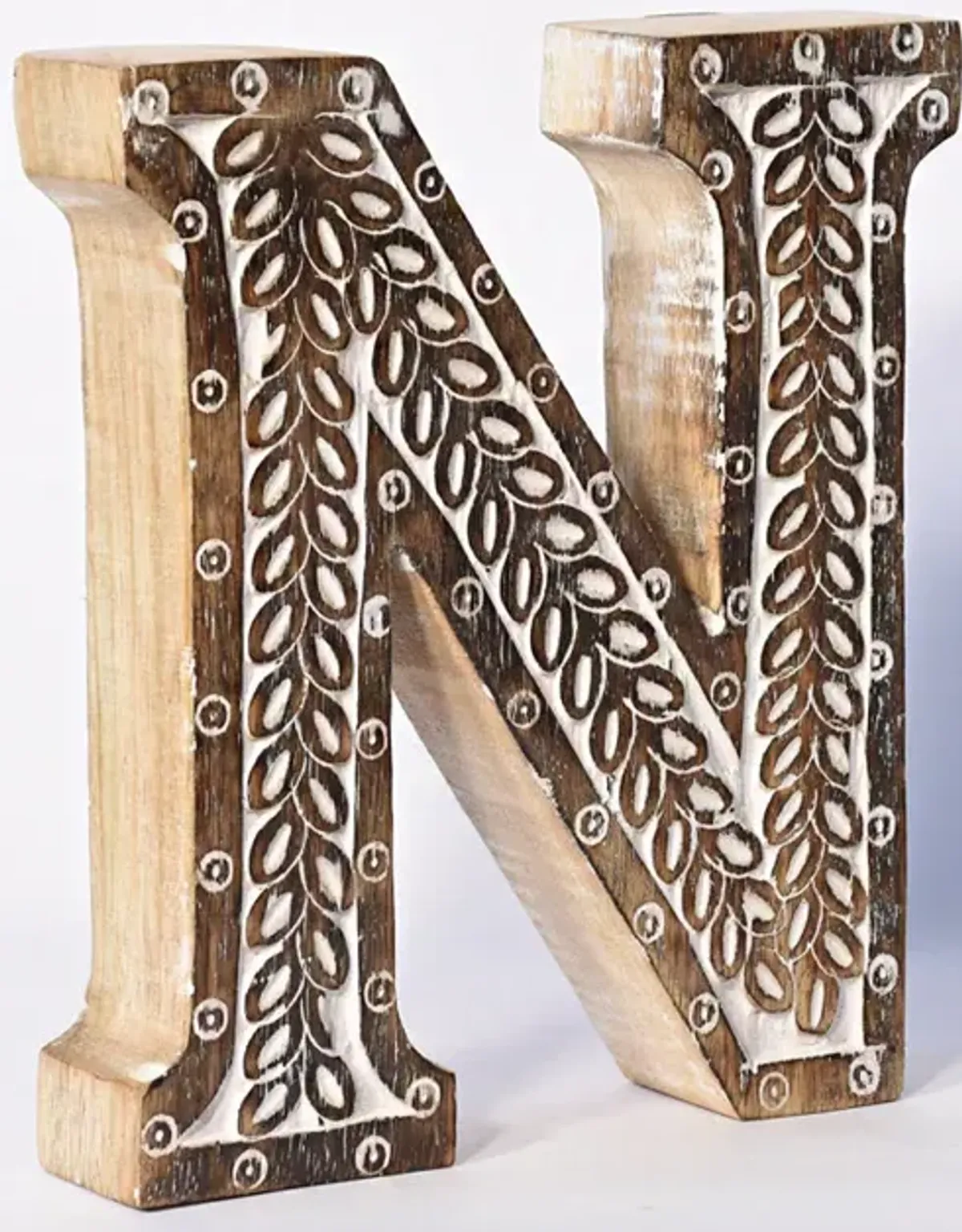 Vintage Natural Handmade Eco-Friendly "N" Alphabet Letter Block For Wall Mount & Table Top Décor