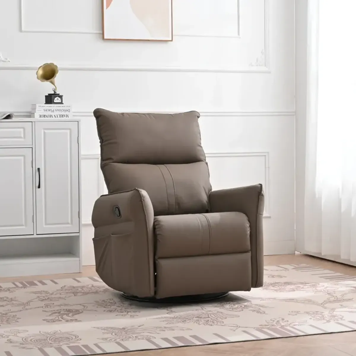 Modern Swivel Recliner Chair with Side Pocket