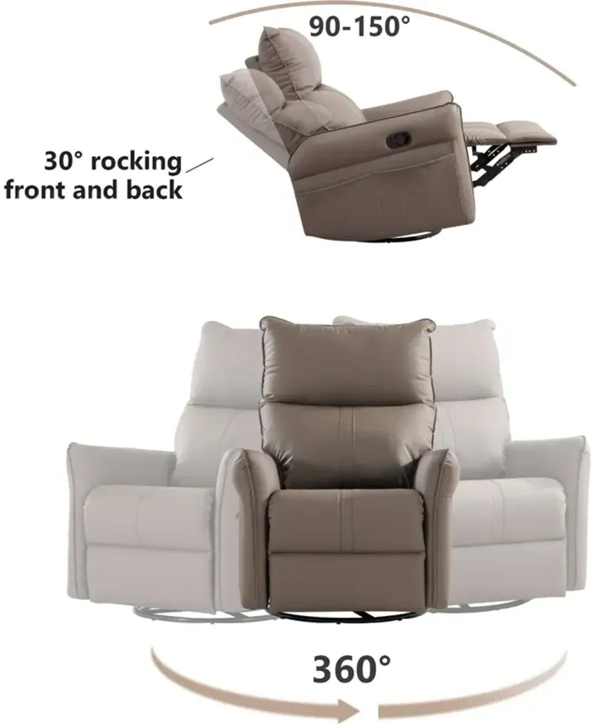 Modern Swivel Recliner Chair with Side Pocket