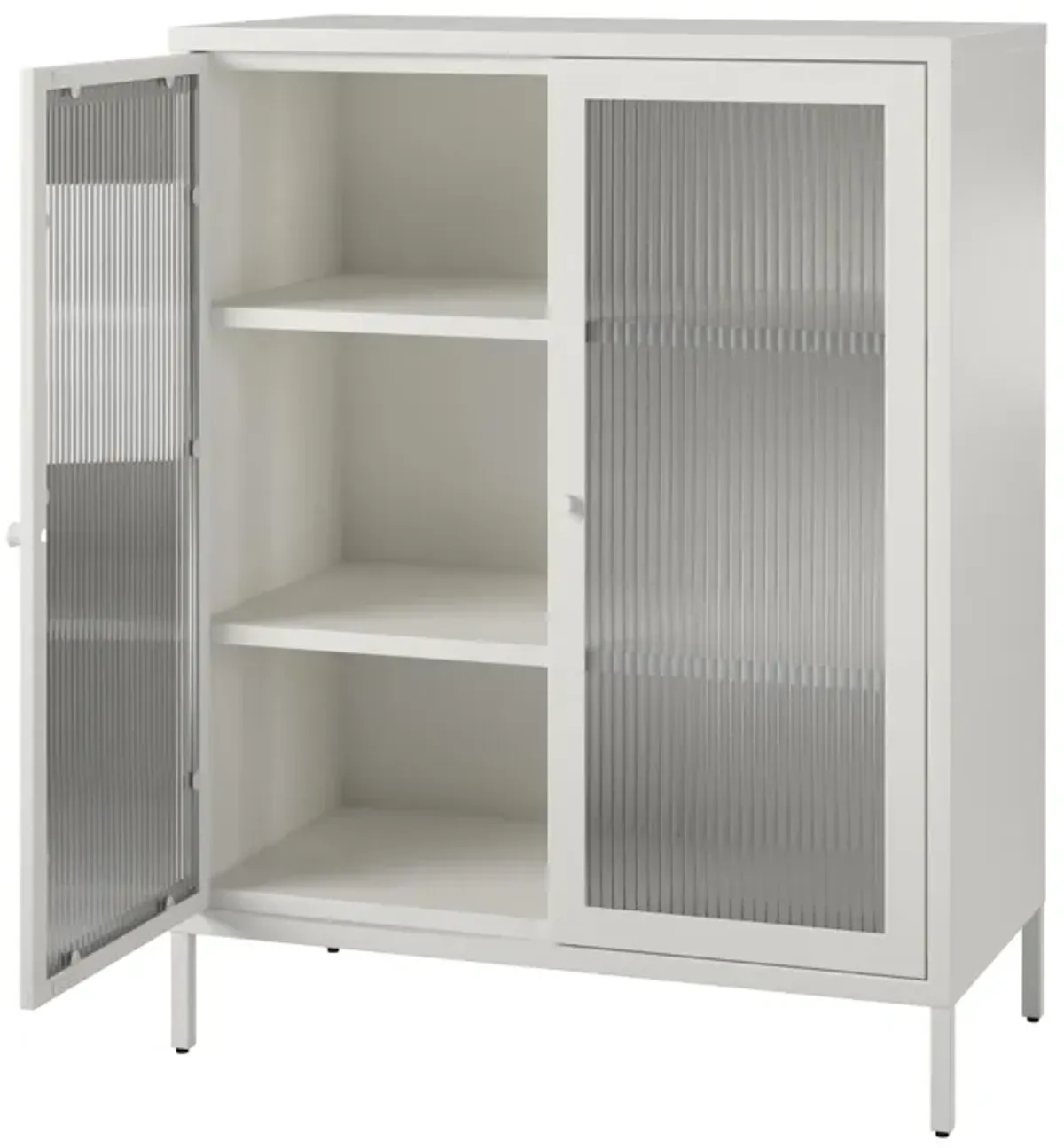 Shadwick 2 Door Storage Cabinet-Fluted Glass Metal Locker