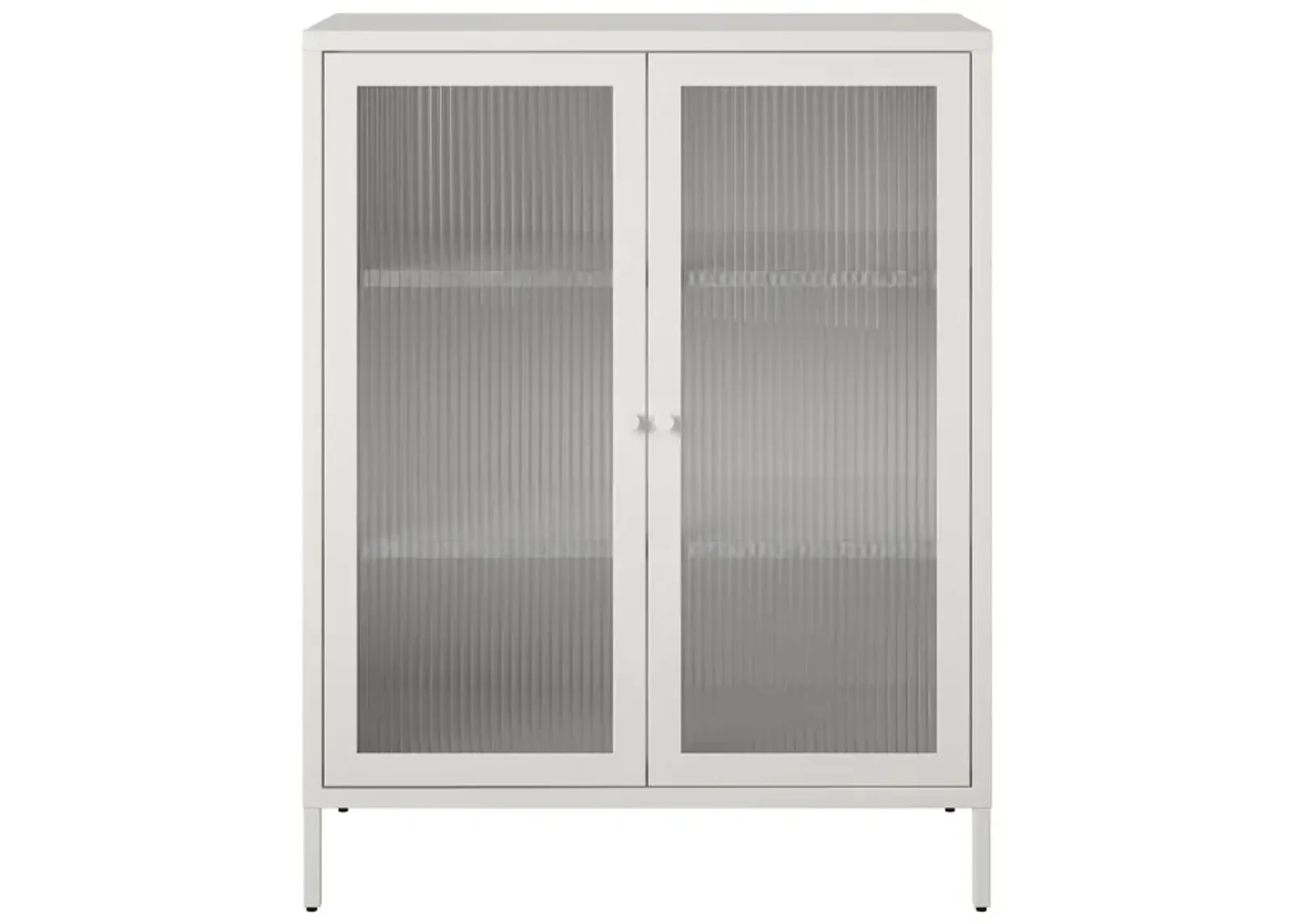 Shadwick 2 Door Storage Cabinet-Fluted Glass Metal Locker