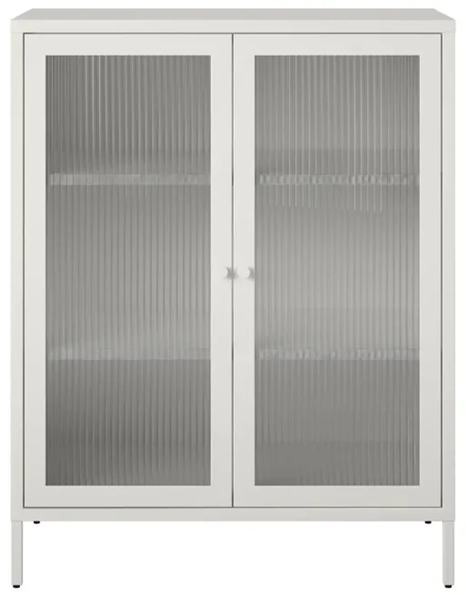 Shadwick 2 Door Storage Cabinet-Fluted Glass Metal Locker