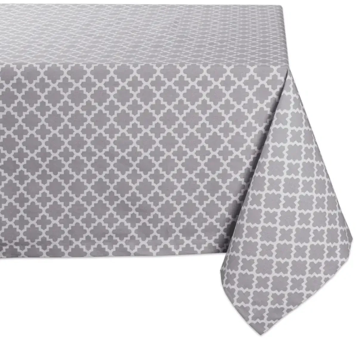 104" Gray Cotton Lattice Tablecloth