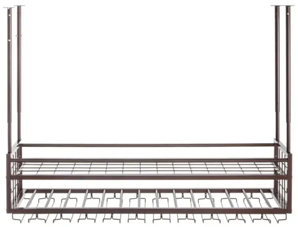 Adjustable Ceiling Wine Glass Rack, Hanging Stemware Holder for Bar or Kitchen Cabinet