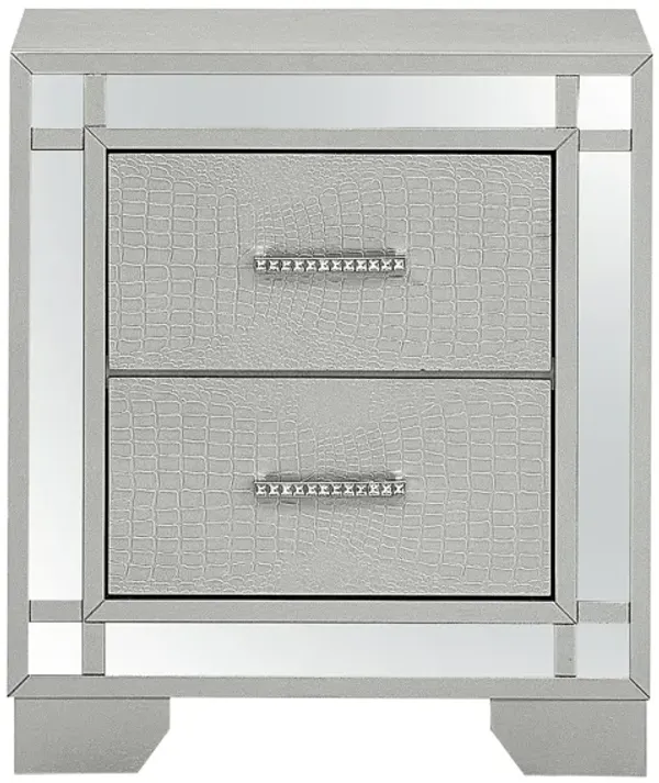 Madison 2-Drawer Silver Champagne Nightstand (26 in. H x 17 in. W x 23 in. D)