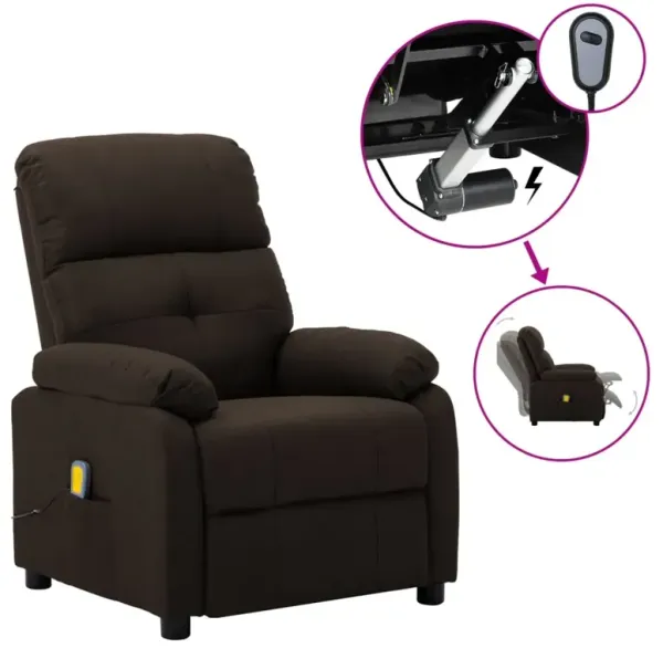Massage Recliner Dark Brown Fabric