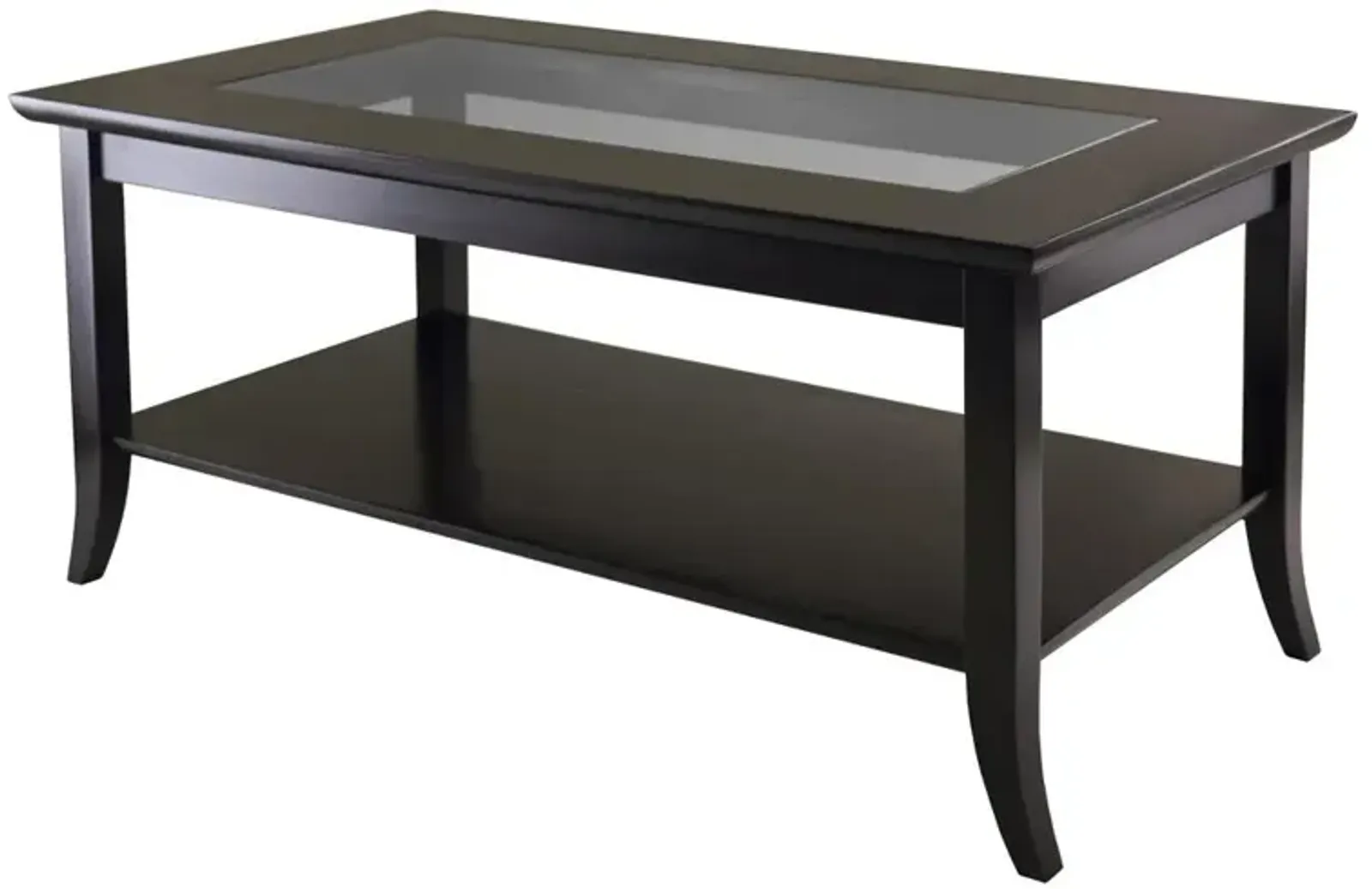 Genoa Rectangular Coffee Table with Glass top and Shelf